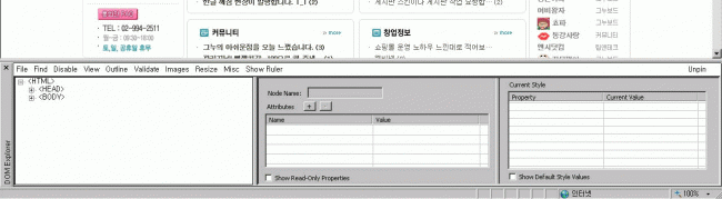 화면 하단의 DevToolbar