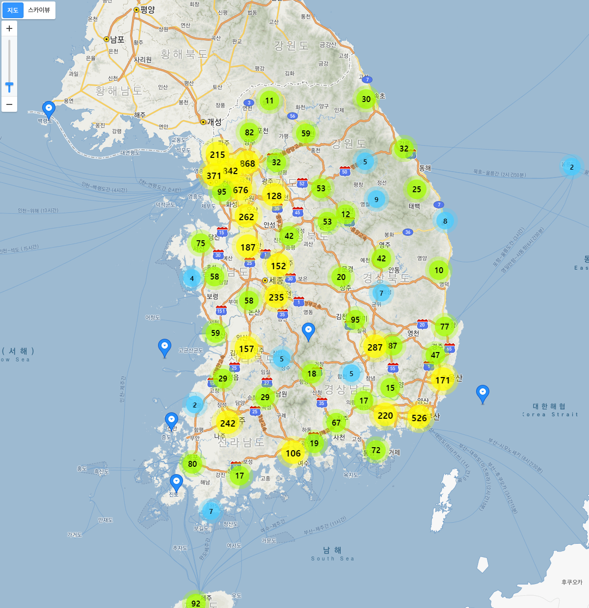 카카오 API 지도 지점 게시판 스킨